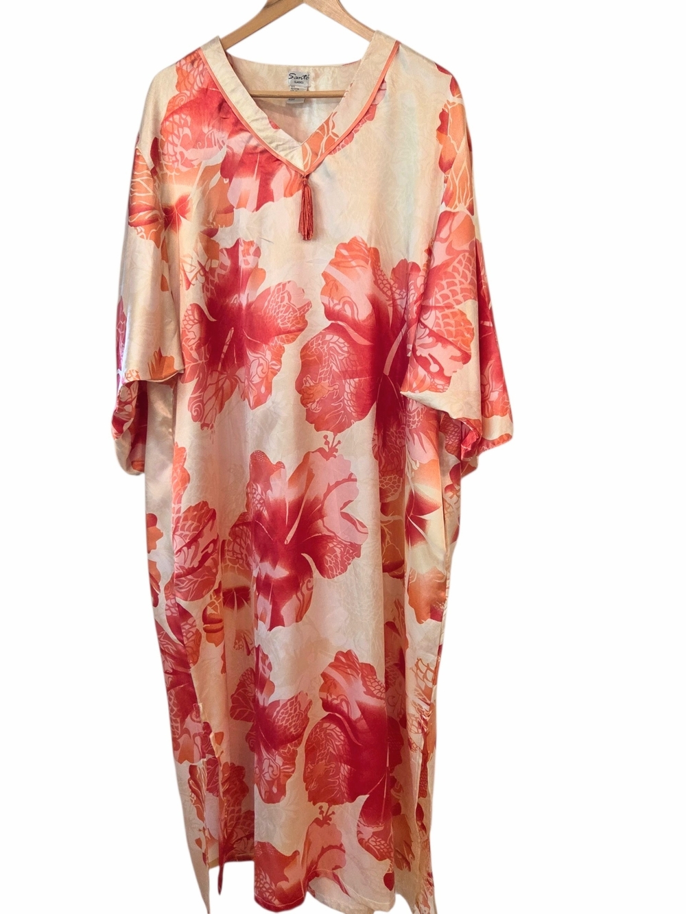 Sante Classics Tropical Floral Caftan Maxi Dress Cover Up Size 1X